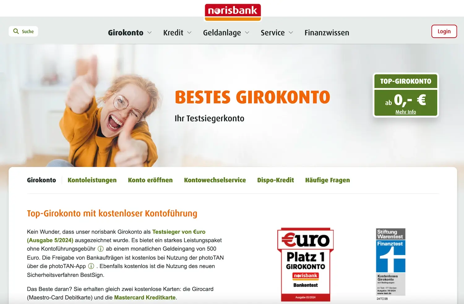 norisbank Gemeinschaftskonto Startseite